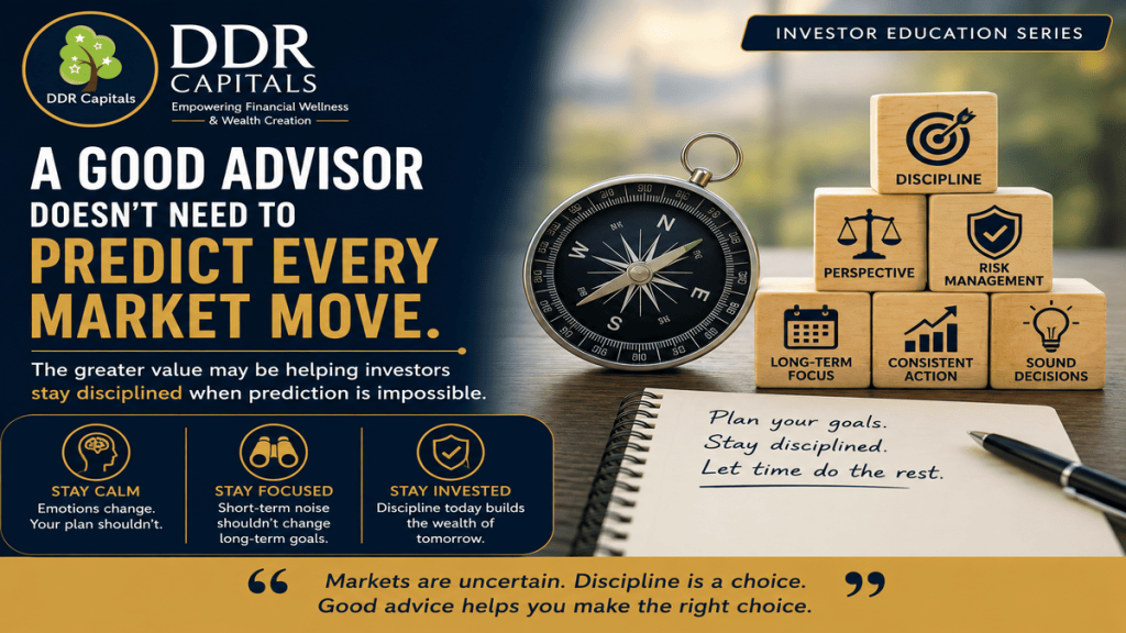 Financial advisor helping investors stay disciplined instead of predicting every market move