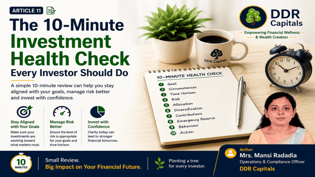 10-minute investment health check checklist for investors covering financial goals, risk, time horizon and portfolio balance