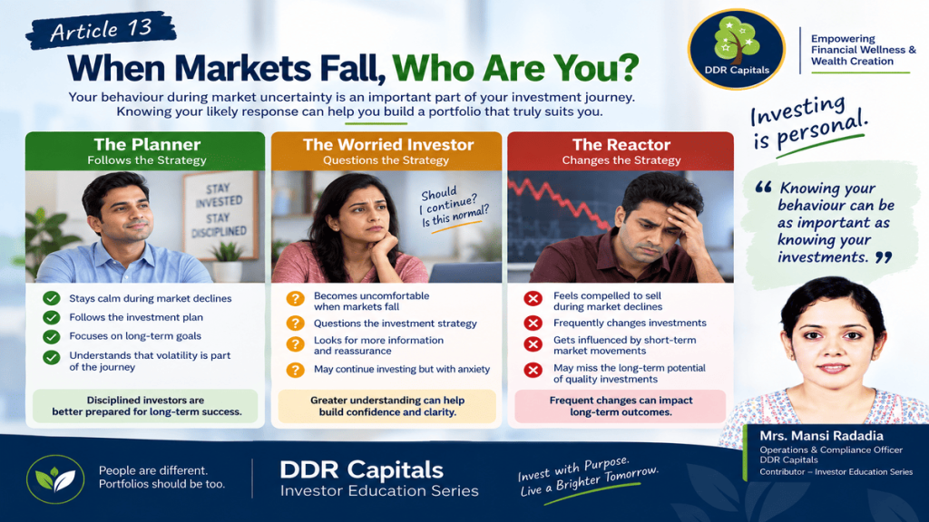 Investor behaviour during market declines showing the Planner, Worried Investor and Reactor personalities